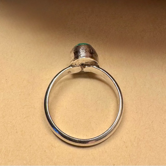 Vintage Sterling Silver Southwestern Boho Turquoise Oval Cabochon Size 5.5 Ring